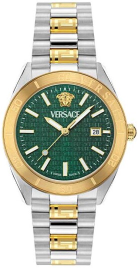 Versace Herreklokke VE8E00524 V Dome Grønn/Gulltonet stål Ø42 mm