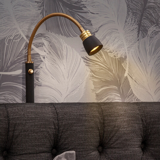 Aneta Lighting Eketorp vegglampe 1 lys - Svart/messing 1592845-01-0 1592846-01-0