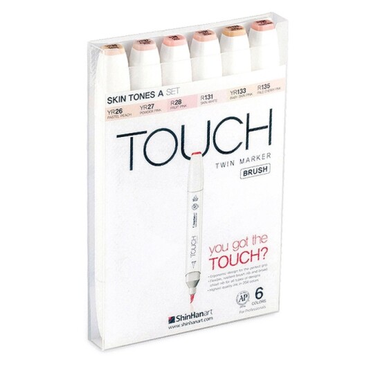 Touch Twin Brush Marker 6-set Skin Tones A Touch Twin Brush Marker 6-set Skin Tones A