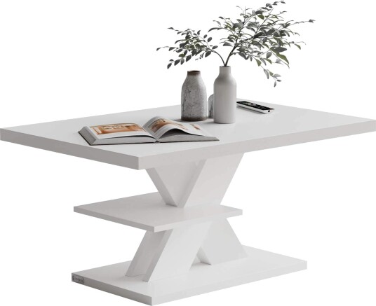 Salongbord med oppbevaring hvitt 90x60x45cm