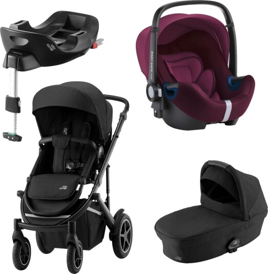 Britax Römer Premiumpakke Smile III Space Black Ink. Bagdel + Bilstol Babysafe2 Burgundy Red Ink. Base