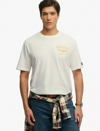 Superdry Heritage Biker Loose Tee   Cream   S