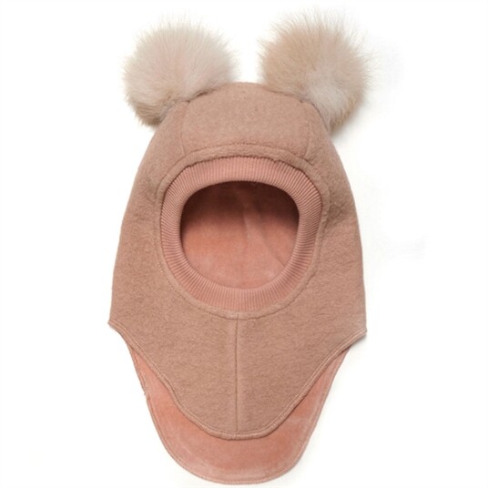 Huttelihut Elefantlue m. Alpaca Pompoms Big Bear Rose Melange 12-24 mdr/50