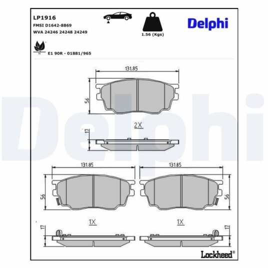 Bremseklosser DELPHI LP1916 Bremseklosser DELPHI LP1916