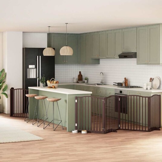 Vidaxl Hundeport Sammenleggbar 8 Paneler Brun 640 cm Poppeltre