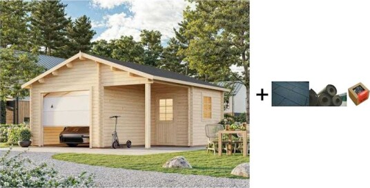 Garasjebod Palmako Roger 28,1 m2 med Leddport med Shingel, Papp og Spiker