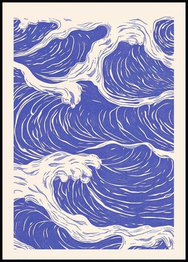 Abstract Blue Ocean Waves Plakat Plakat / 100x150cm