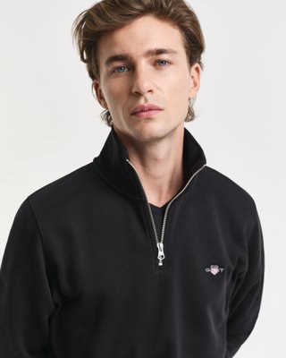 Gant Shield collegegenser med half zip BLACK L Gant Shield collegegenser med half zip BLACK L