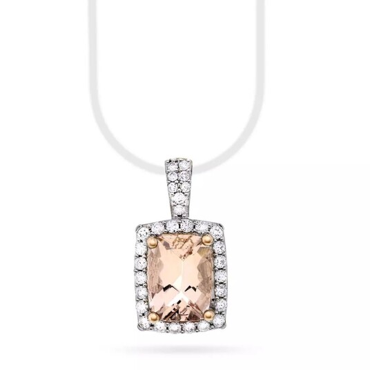 Jacqueline, Anheng i 375 rosé gull med diamanter 0,20 ct med morganitt Jacqueline, Anheng i 375 rosé gull med diamanter 0,20 ct med morganitt