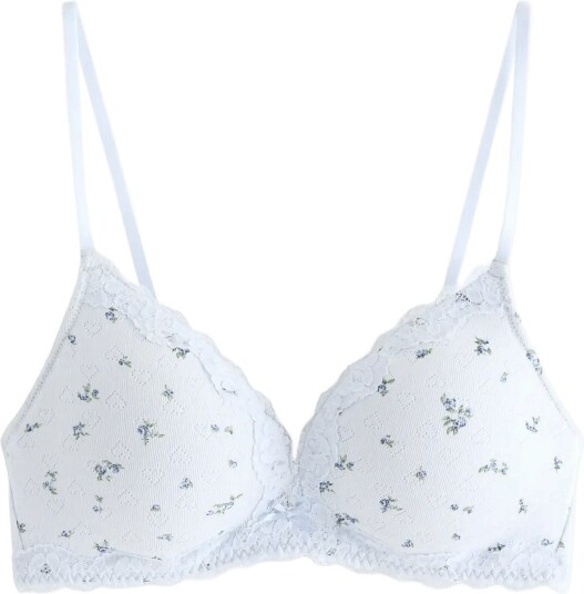 Lindex Soft Bra In Pointelle Blue 65 AA