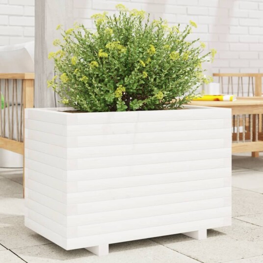  Plantekasse hvit 70x40x49,5 cm heltre furu