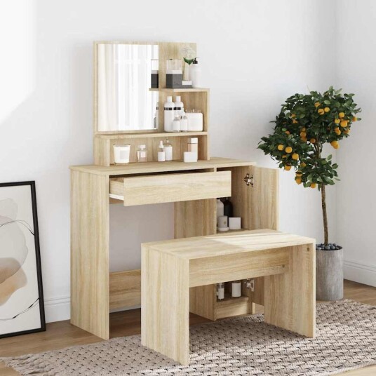 Sminkebordsett sonoma eik 86,5x35x136 cm 8720287100911 Sminkebordsett sonoma eik 86,5x35x136 cm 8720287100911
