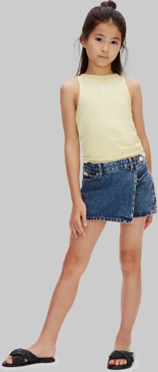 Calvin Klein Denim Wrap Skort Beckford Wash Blue 152