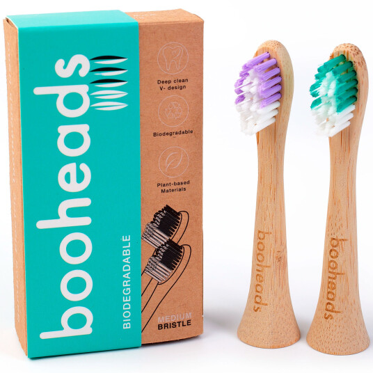Booheads Bambusbørstehoder for Philips lilla+grønn