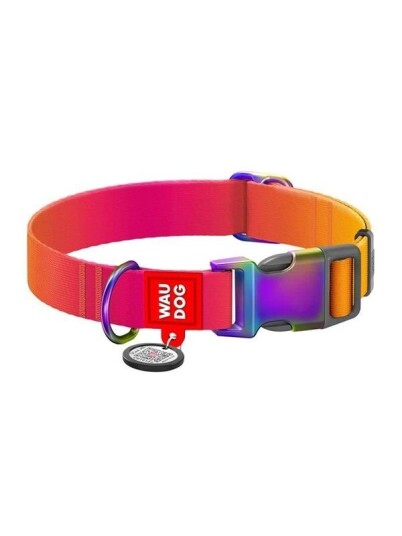 Waudog Nylon collar with QR code for gradient dog orange size XL