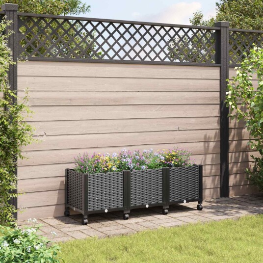 vidaXL Hagekrukke med hjul Svart 120 x 40 x 44 cm PP