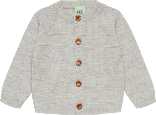 FUB Cardigan Strikk Ull Light Grey Melange FUB 1 år (80) Cardigan Grå