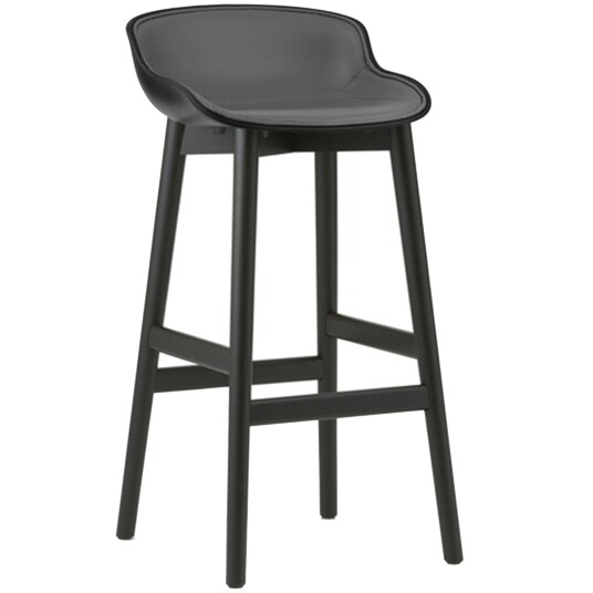 Normann Copenhagen Hyg Barstol 75 cm Polstret Front Svart Skinn / Svart Eik