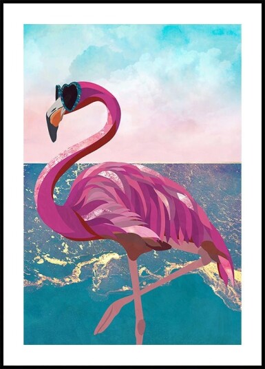 Flamingo goes to the beach Plakat Plakat / 100x150cm