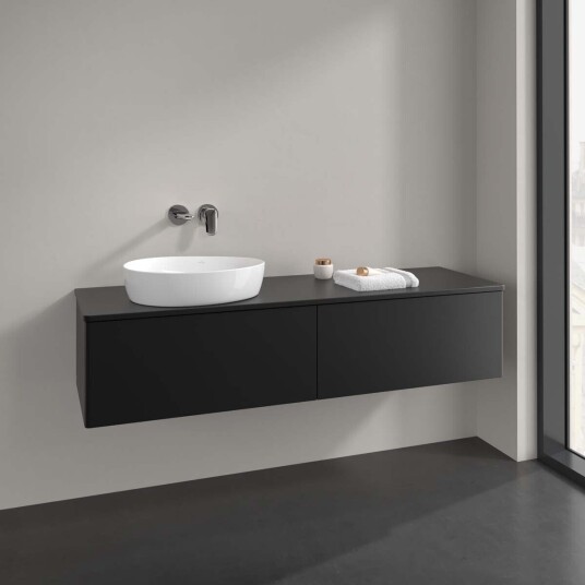 Villeroy & Boch  Antao Servantskap med 2 skuffer 160x50x36 cm u/lys Sort Matt