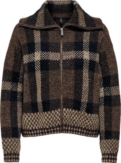 ONLY Onlmaroon Ls Zip Collar Cardigan Knt BLACK XS