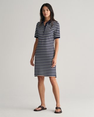 Stripete pique kjole EVENING BLUE XS