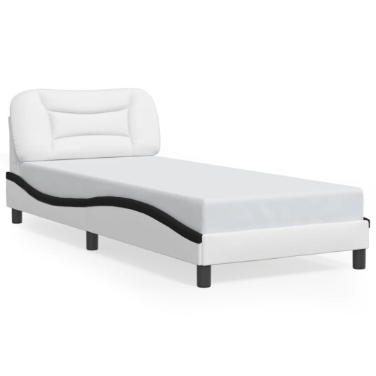 Sengeramme med LED-lys hvit og svart 90x190 cm kunstig lær 8721012356207