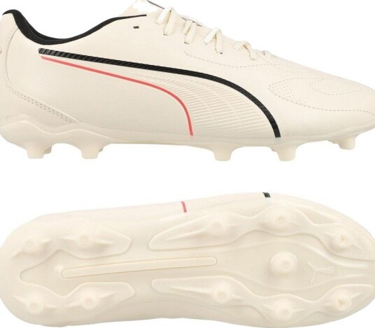 PUMA King 20 Play Fg/ag The Arrival - Sukkermandel/PUMA Svart/ultra Red Barn, størrelse 36