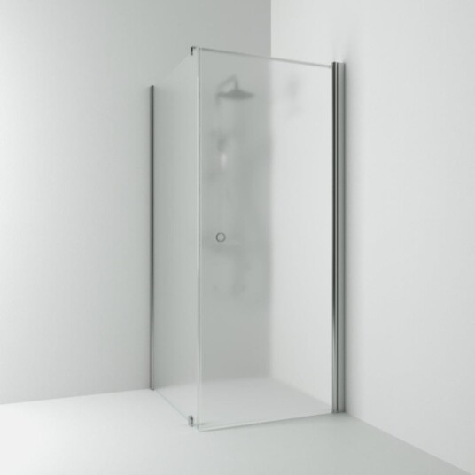 Svedbergs Skoga Dusjhjørne Rett|Fast 93x100 cm, Alu Matt/Frostglass