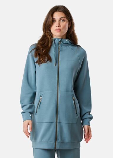 Seaside Lounge Relax Zip Hood Long W Midnight Green 44 Hoodies