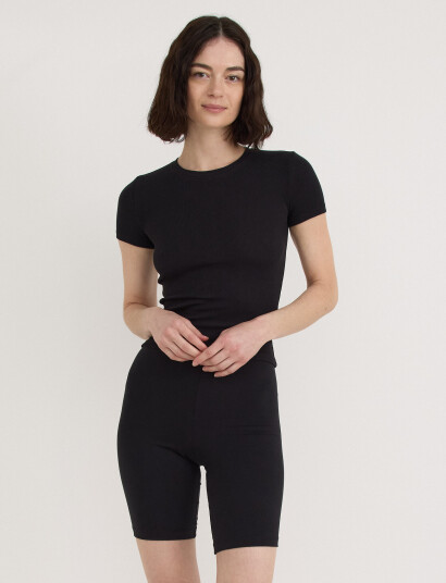 Organic Basics Core Rib Tee   Black   S
