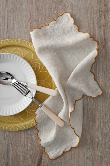 Ellos Home   Servietter Malva Scallop 40x40 cm 2 pk   Beige