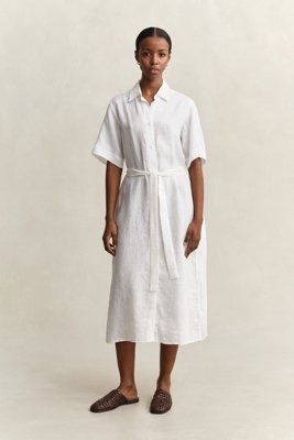GANT Linen Ss Shirt Dress White 40 GANT Linen Ss Shirt Dress White 40