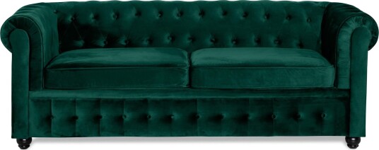 Chesterfield Lyx 3 seter Fremoverbøyd sovesofa i fløyel Mørkegrønn / Grønn Chesterfield Lyx 3 seter Fremoverbøyd sovesofa i fløyel Mørkegrønn / Grønn