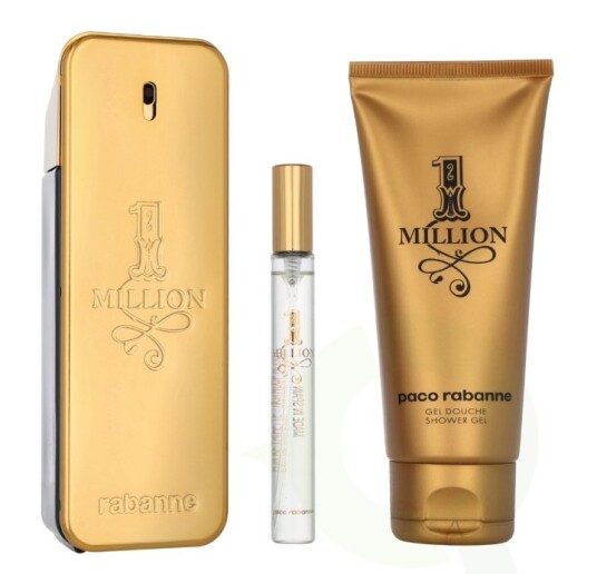 Paco Rabanne 1 Million Giftset 210 ml Eau De Toilette Spray 100ml Shower Gel 100ml Travel Spray 10ml
