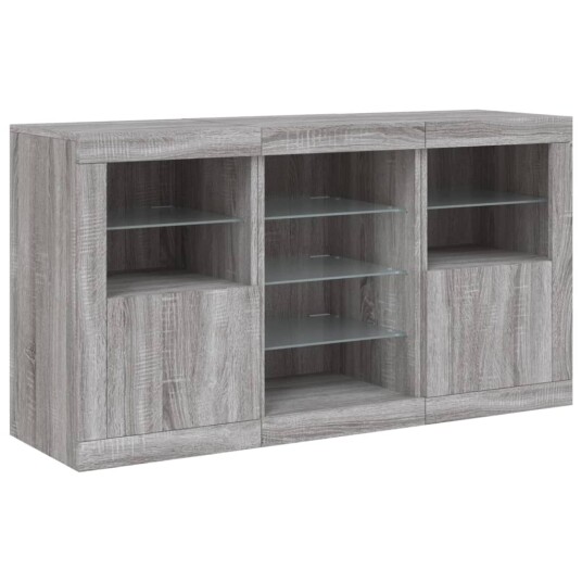 vidaXL Skjenk med LED-lys grå sonoma 123x37x67 cm vidaXL Skjenk med LED-lys grå sonoma 123x37x67 cm
