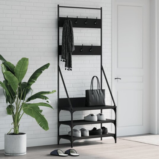 Klesstativ med skooppbevaring brun eik 72x34x184 cm 8721012196094