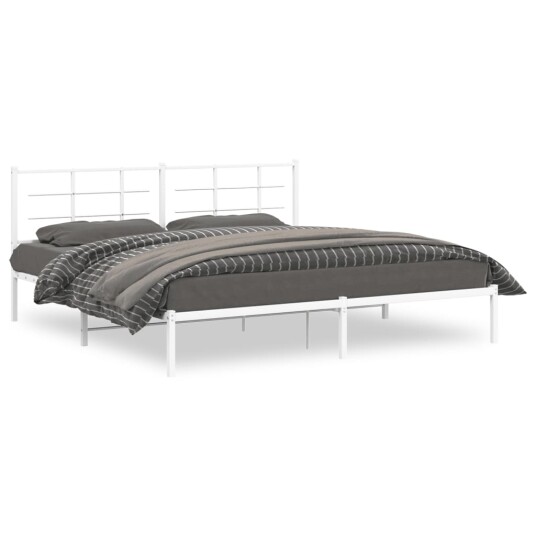 vidaXL Sengeramme i metall med hodegavl hvit 193x203 cm 8721012304154