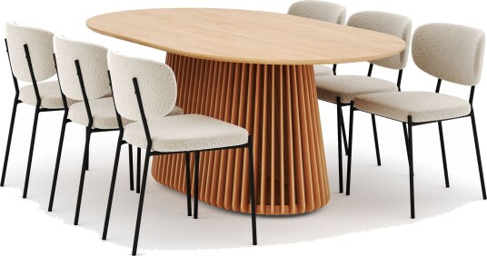 Peyra Spisebord 200 cm Oval med 6 Gemmiano Stoler - Natur