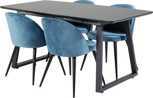 Venture Home Spisegruppe Venture Home Ina med 4 Valentina Stoler Fløyel GR20337