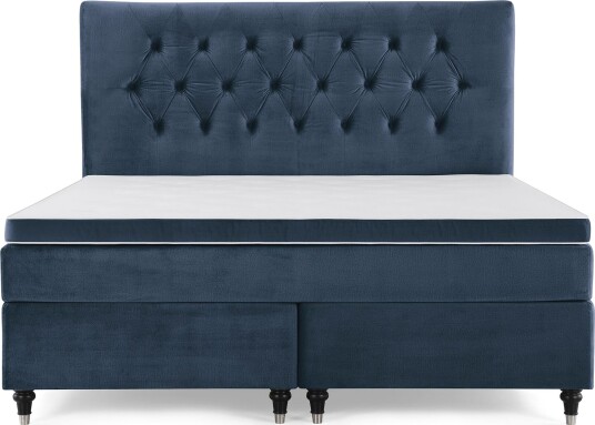 Royal Velvet Komplett Sengepakke 160x200 cMørkeblå Fløyel/Dreide Ben