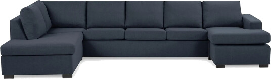 Crazy 5 seters Venstrevendt U formet X Large Sofa med Divan og Sjeselong i Stoff Blå