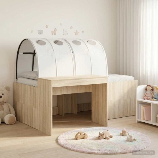  Senge ramme med tunnel 3 pcs Sonoma eik og hvit Konstruert tre