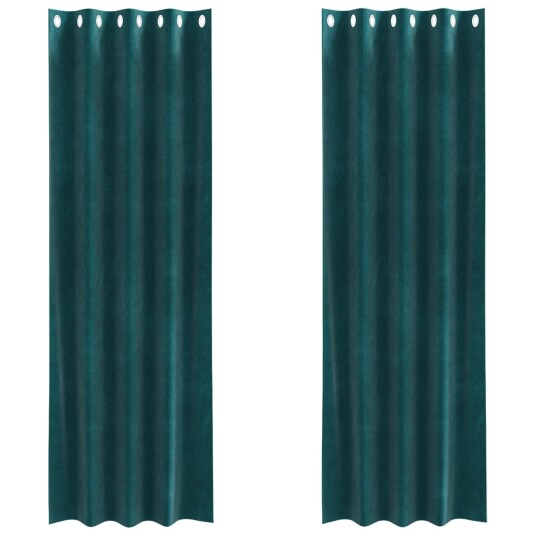 Gardiner med gardiner 2 pcs Mørkegrønn 140 x 245 cm Fløyel Gardiner med gardiner 2 pcs Mørkegrønn 140 x 245 cm Fløyel