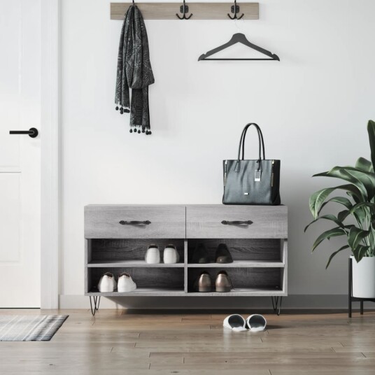 vidaXL Skoskap gr? sonoma 102x35x55 cm konstruert tre