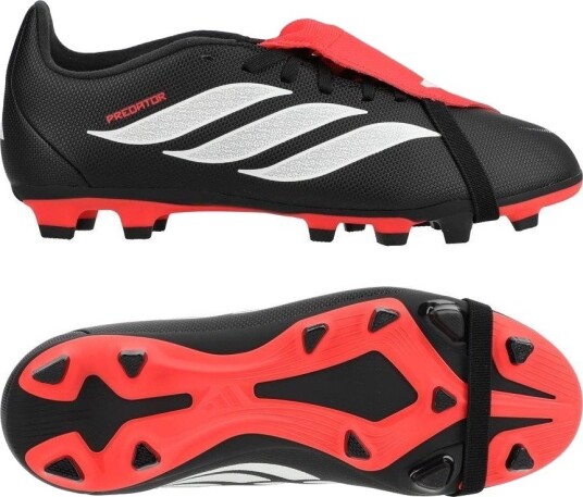 adidas Predator Club Fold over Tongue FxG Immortal DNA   Svart/Fottøy Hvit/Lucid Red Barn størrelse 33½