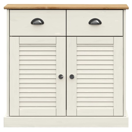 vidaXL Skjenk med skuffer VIGO 78x40x75 cm hvit heltre furu