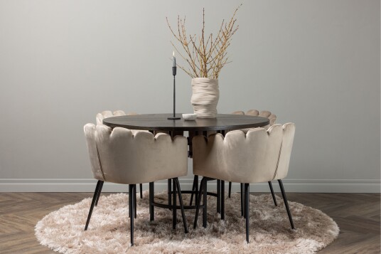 Venture Home Copenhagen Spisegruppe 115 cm Rund med 4 Limhamn Stoler Beige