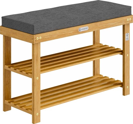 Skobenk i akasietre med pute – 70 x 33 x 48 cm Skobenk i akasietre med pute – 70 x 33 x 48 cm
