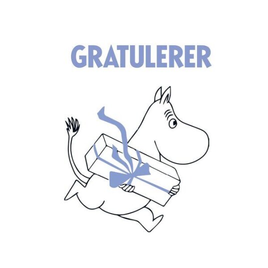 Moomin Mummi kort dobbelt 75x75 cm Gratulerer hvit/blå